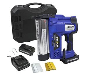 T-Mech Agrafeuse-Cloueuse Electrique Sans-Fil 2 en1 avec Batterie 18V Li-Ion Supplémentaire, 300 clous et 300 agrafes Gratuits