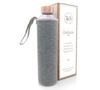 T&N Bouteille en verre 750 ml - Gourde boisson avec housse en néoprène - Gourde anti-fuite - Bouteille en verre borosilicate plus épais 100% sans BPA - Design fin