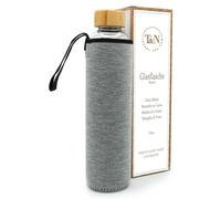 T&N bouteille verre 1L / 750ml / 500ml - gourde réutilisable avec housse néoprène - étanche & sans BPA - borosilicate épais - pour eau, thé, boissons gazeuses