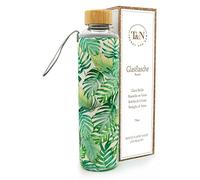 T&N bouteille verre 1L / 750ml / 500ml - gourde réutilisable avec housse néoprène - étanche & sans BPA - borosilicate épais - pour eau, thé, boissons gazeuses