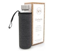 T&N bouteille verre 1L / 750ml / 500ml - gourde réutilisable avec housse néoprène - étanche & sans BPA - borosilicate épais - pour eau, thé, boissons gazeuses