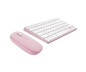 T’NB Clavier et Souris sans Fil Bluetooth, Clavier Aluminium, Design Coloré, Rechargeable Haute Autonomie, Souris Silencieuse, Compatible Windows - Rose