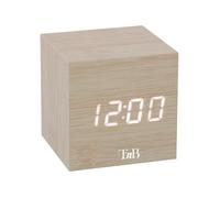 T?nB - Petit Réveil Numérique avec Affichage De L'Heure, Eclairage Ajustable, 3 Alarmes Programmables - Finition Bois