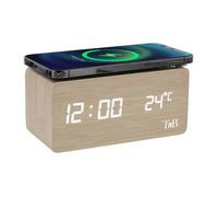 T'nB Réveil LED JOY – 3 alarmes, chargeur à induction – effet bois (Bois G)