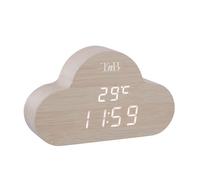T’nB - Réveil Numérique Nuage avec LED, Réveil Multifonction, Eclairage Ajustable, 3 Alarmes Programmables - Finition Bois