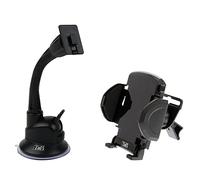 T’NB Support De Téléphone 2 en 1, Fixation Pare-Brise Et Grille D’Aération, Tête Orientable 360 degrés, Mode Paysage, Ventouse Haute Qualité, Qualité Optimale, Support Réglable Et Ajustable- Noir