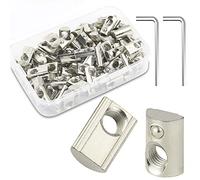 T Nuts Écrous en T T-Slot Nuts à Bille Filetage Écrou Fixation à Tête de Marteau Ecrou à Rainure avec 2 Clés Allen pour 20 Séries Profilé en Aluminium 100 Piéces (M6)