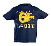 T-Personnaliz T-Shirt personnalisé pour Enfants pour Les Fans de Pokémon avec des Lettres en Forme de Personnage, Anniversaire ou Texte avec numéro T-Shirt prénom et âge imprimé T-Shirt personnalisé