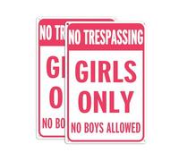 T&R Lot de 2 panneaux « Girls Only », « No Trespassing No Boys Allowed », 30,5 x 20,3 cm, aluminium .040, décoration de chambre pour filles, chambre à coucher, dortoir, mur, 4 trous pré-percés
