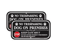 T&R Lot de 2 panneaux « No Trespassing Dog On Premises » « Keep Gate Shut Do Not Enter » - 30,5 x 15,2 cm - Aluminium réfléchissant - Antirouille - Protection contre les UV, imperméable, résistant aux