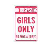 T&R Panneau Girls Only, panneau « No Trespassing No Boys Allowed », 30,5 x 20,3 cm, aluminium .040, décoration de chambre pour filles, chambre à coucher, dortoir, mur, 4 trous pré-percés