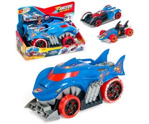 T-Racers Mix'N Race Lanceur Squad Requin-Un Camion Requin Qui se transforme en Lanceur.Comprend 2 Voitures T-Racers Exclusives, Zone de Lancement de véhicules et Une Zone pour Transporter 2 véhicules