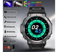 T-Rex 3 Gps Montre Intelligente 5Atm Étanche 1.43 Pouces Amoled Hd Écran Bt Appel Lampe De Poche Militaire Sport Montres Intelligentes Hommes 2025 Nouveau.Black Steel Strip.