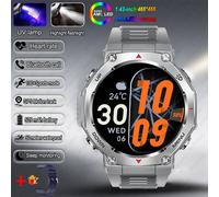 T-Rex 3 Gps Montre Intelligente 5Atm Étanche 1.43 Pouces Amoled Hd Écran Bt Appel Lampe De Poche Militaire Sport Montres Intelligentes Hommes 2025 Nouveau.Silver Blue.