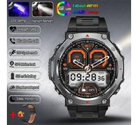 T-Rex 3 Gps Montre Intelligente 5Atm Étanche 1.43 Pouces Amoled Hd Écran Bt Appel Lampe De Poche Militaire Sport Montres Intelligentes Hommes 2025 Nouveau.Black Belt.