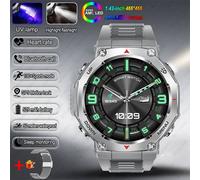 T-Rex 3 Gps Montre Intelligente 5Atm Étanche 1.43 Pouces Amoled Hd Écran Bt Appel Lampe De Poche Militaire Sport Montres Intelligentes Hommes 2025 Nouveau.Silver Mesh Belt.