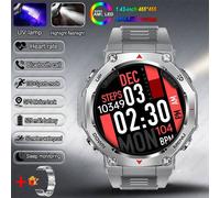 T-Rex 3 Gps Montre Intelligente 5Atm Étanche 1.43 Pouces Amoled Hd Écran Bt Appel Lampe De Poche Militaire Sport Montres Intelligentes Hommes 2025 Nouveau.Silver Steel Strip.