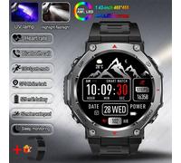 T-Rex 3 Gps Montre Intelligente 5Atm Étanche 1.43 Pouces Amoled Hd Écran Bt Appel Lampe De Poche Militaire Sport Montres Intelligentes Hommes 2025 Nouveau.Black Mesh Belt.