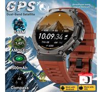 T-Rex 3 Intégré Double Bande Gps Montre Intelligente Hommes Smartwatch Boussole Altimètre Barométrique 5atm Ip69k Étanche Amoled Hd Montres -Rouge Noir Silicone 2-Guhuavmi T-Rex 3
