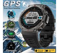 T-Rex 3 Intégré Double Bande Gps Montre Intelligente Hommes Smartwatch Boussole Altimètre Barométrique 5atm Ip69k Étanche Amoled Hd Montres -Noir-Guhuavmi T-Rex 3