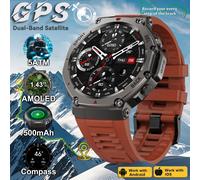 T-Rex 3 Intégré Double Bande Gps Montre Intelligente Hommes Smartwatch Boussole Altimètre Barométrique 5atm Ip69k Étanche Amoled Hd Montres -Rouge-Guhuavmi T-Rex 3