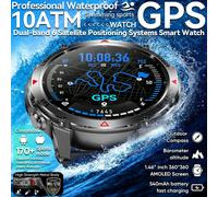T-rex 3 Pro militaire Grade AGPS montre intelligente 10ATM étanche double bande GNSS boussole altimètre AMOLED natation sport montre intelligente hommes Black Orange