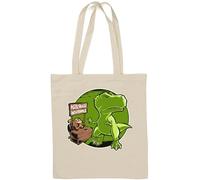 T-Rex Buying Asteroid Insurance Sac fourre-tout en coton naturel Motif dinosaure Blanc