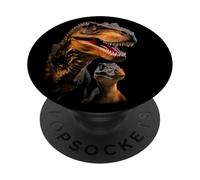 T-Rex Dad/Mom & Baby Graphic Design Adult & Kids (Black) PopSockets PopGrip Adhésif