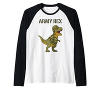 T-Rex de Dessin animé Army Rex, Dinosaure Militaire et drôle Manche Raglan
