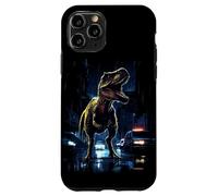 T-Rex Dinosaur Roaring City at Night Graphic Design Japanese Coque pour iPhone 11 Pro