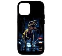 T-Rex Dinosaur Roaring City at Night Graphic Design Japanese Coque pour iPhone 12/12 Pro