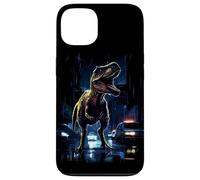 T-Rex Dinosaur Roaring City at Night Graphic Design Japanese Coque pour iPhone 13