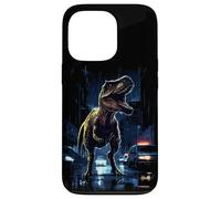 T-Rex Dinosaur Roaring City at Night Graphic Design Japanese Coque pour iPhone 13 Pro