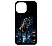 T-Rex Dinosaur Roaring City at Night Graphic Design Japanese Coque pour iPhone 13 Pro Max