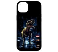 T-Rex Dinosaur Roaring City at Night Graphic Design Japanese Coque pour iPhone 14 Plus