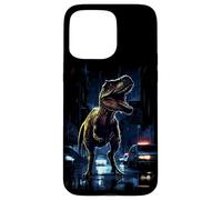 T-Rex Dinosaur Roaring City at Night Graphic Design Japanese Coque pour iPhone 15 Pro Max