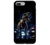 T-Rex Dinosaur Roaring City at Night Graphic Design Japanese Coque pour iPhone 7 Plus/8 Plus
