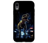T-Rex Dinosaur Roaring City at Night Graphic Design Japanese Coque pour iPhone XR
