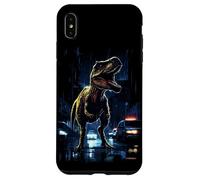 T-Rex Dinosaur Roaring City at Night Graphic Design Japanese Coque pour iPhone XS Max