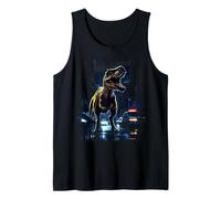 T-Rex Dinosaur Roaring City at Night Graphic Design Japanese Débardeur