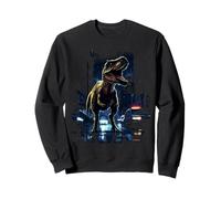 T-Rex Dinosaur Roaring City at Night Graphic Design Japanese Sweatshirt