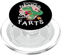 T-Rex Dinosaur Stealing Hearts and Blasting Farts PopSockets PopGrip pour MagSafe