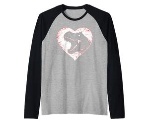 T-Rex Dinosaure Cœur Saint-Valentin Garçons Enfants Préhistoire Manche Raglan