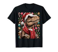 T-Rex Festif avec Bonnet de Père Noël et Dinosaure T-Shirt