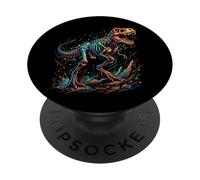 T-Rex Fossil Skeleton Colorful Dinosaur Bones Paleontologist PopSockets PopGrip Adhésif