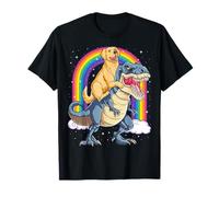 T-Rex Golden Retriever Riding Dinosaur, Cadeaux pour Hommes, Arc-en-Ciel T-Shirt