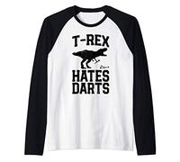 T rex Hates Darts Funny Dart Player Dinosaur Gifts Men Sport Manche Raglan