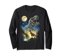 T-Rex Howling to The Moon Meme Funny Dinosaur T-Rex des années 90 Manche Longue
