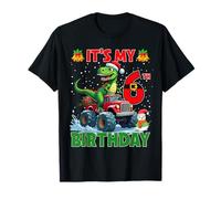 T-Rex It’s My 6th Birthday Christmas Dinosaur Monster Truck T-Shirt