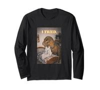 T-Rex Making Bed I Tried Funny Dinosaur Humour Manche Longue